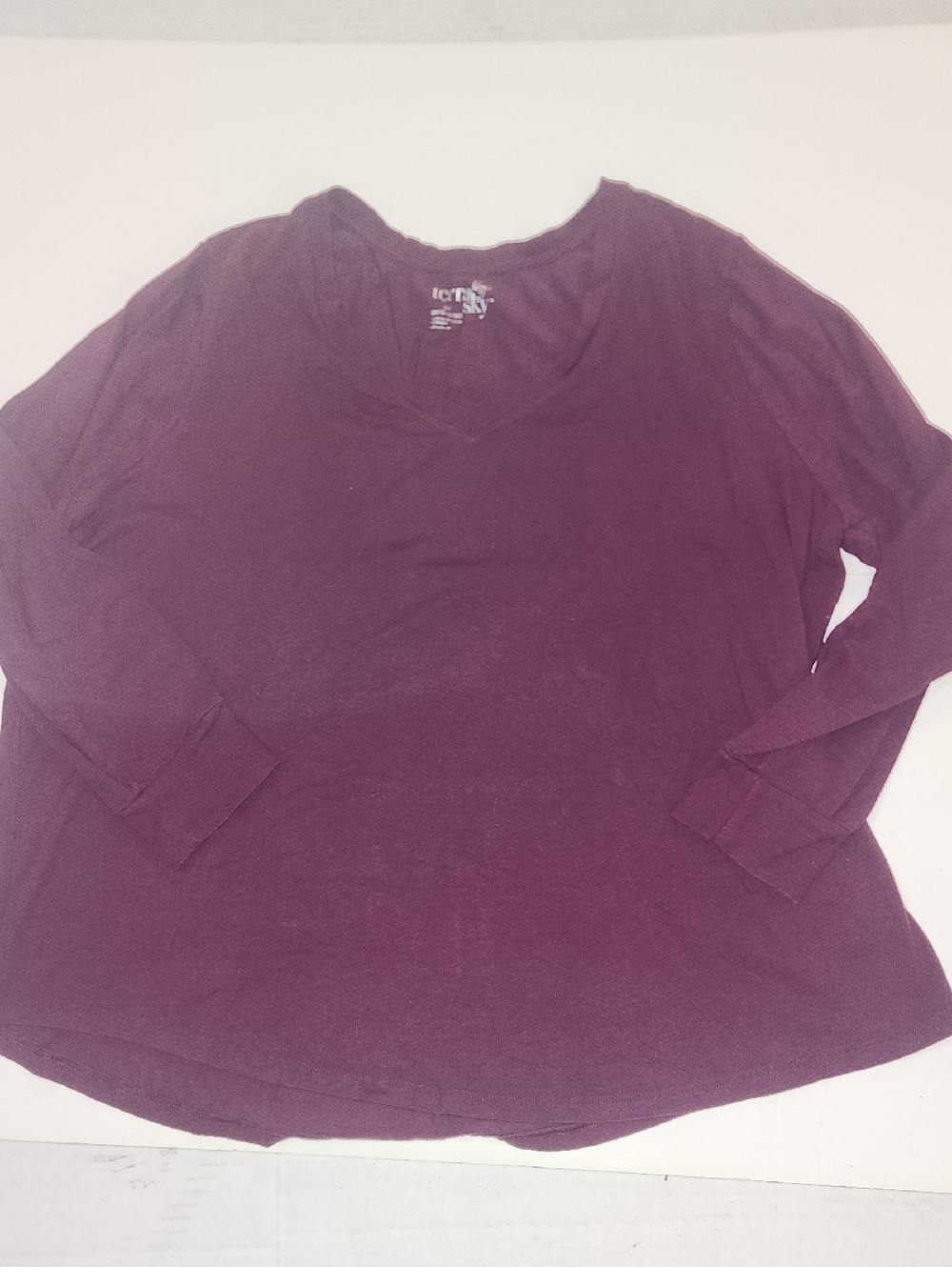 Terra & Sky Plum V-Neck Long Sleeve Top